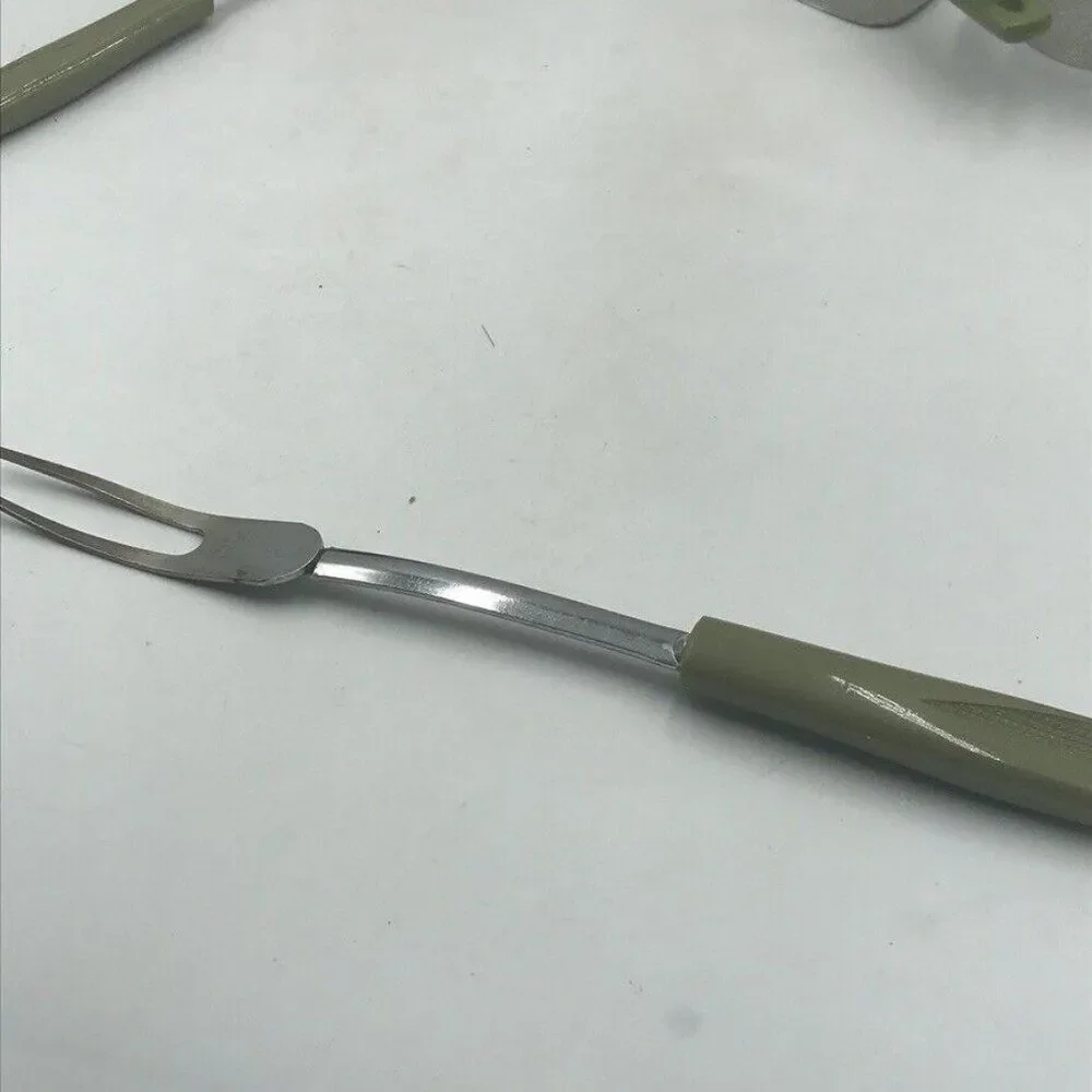 Vintage Chromium Plated Ekco USA Kitchen Utensil Lot Avocado Green Campbells S&P